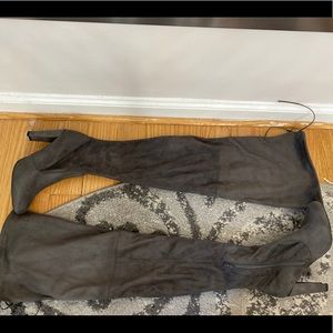 Grey suede over the knee boots